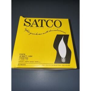 Satco S3279 Candelabra Base Bulbs 40W 120V Frosted Flame Tip Pack of 25